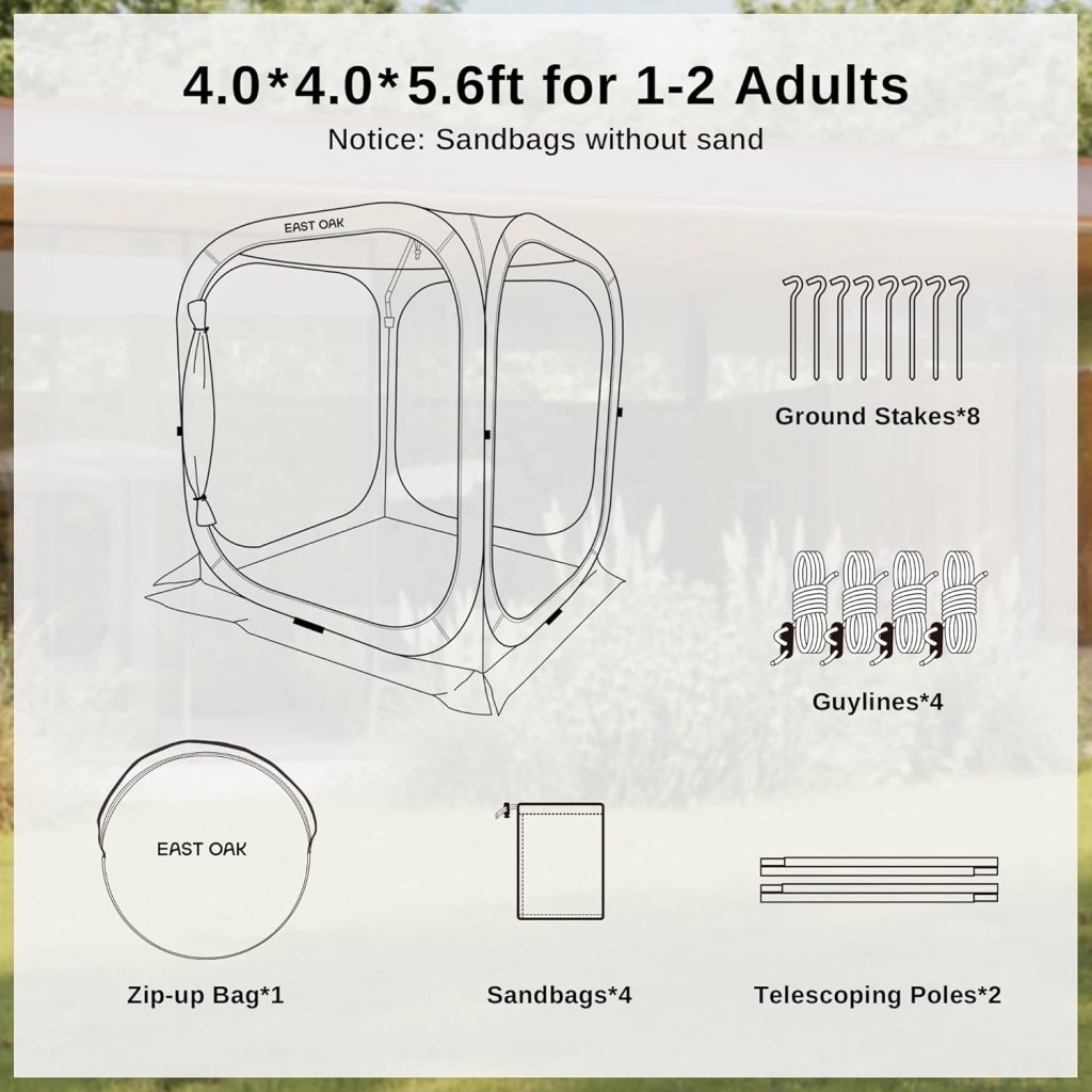 EAST OAK Screen House Tent Pop - Up, Portable Screen Room Canopy Instant Screen Tent 10 x 10 FT with Carry Bag for Patio, Backyard, Deck & Outdoor Activities, Beige - Wigtrends