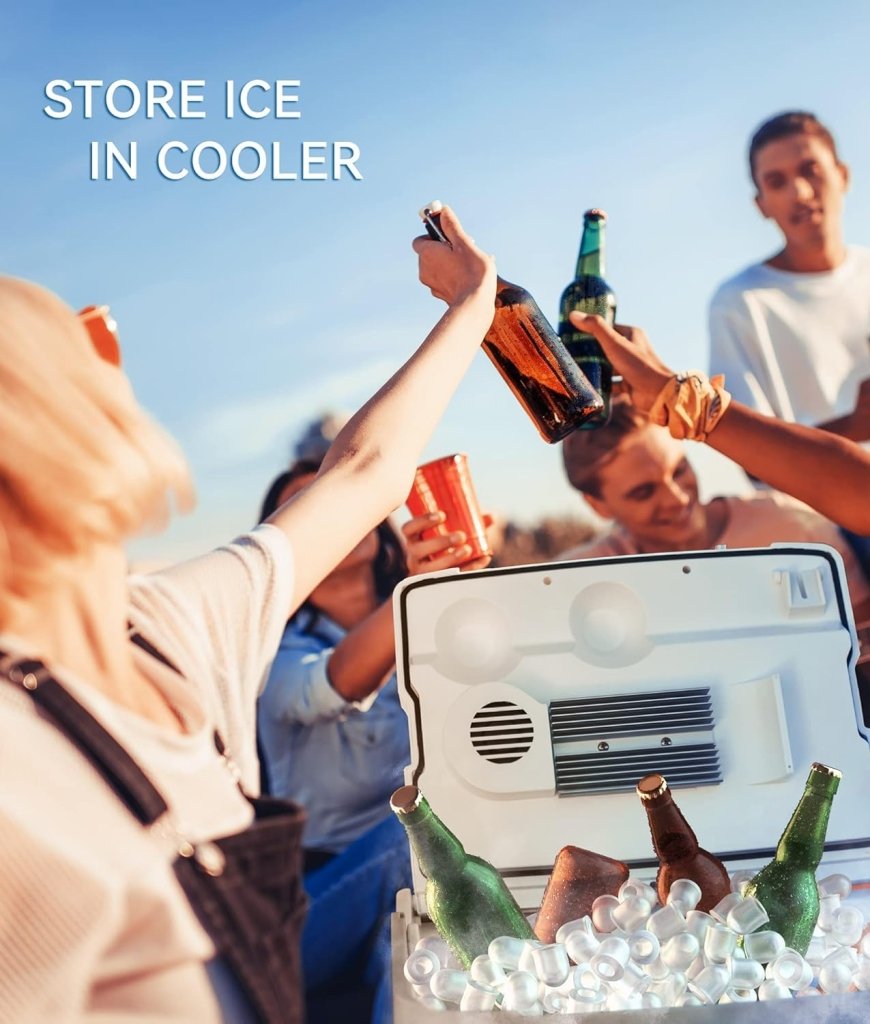 ecozy Portable Ice Maker Countertop, 9 Cubes Ready in 6 Mins, 26 lbs in 24 Hours, Self - Cleaning Machine with Ice Bags/Standing Ice Scoop/Ice Basket for Kitchen Office Bar Party, Aqua - Wigtrends