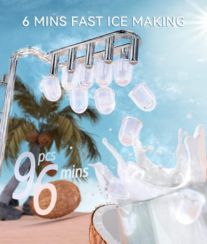 ecozy Portable Ice Maker Countertop, 9 Cubes Ready in 6 Mins, 26 lbs in 24 Hours, Self - Cleaning Machine with Ice Bags/Standing Ice Scoop/Ice Basket for Kitchen Office Bar Party, Aqua - Wigtrends