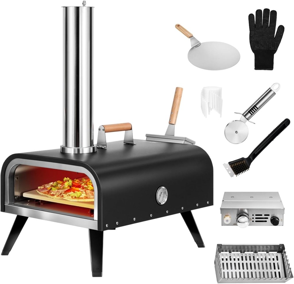 EDOSTORY Outdoor Pizza Oven, Wood Fired for Outside, Patio Maker With Stone, Peel, Grill Rack, and Waterproof Cover for Backyard Camping - Wigtrends