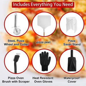EDOSTORY Outdoor Pizza Oven, Wood Fired for Outside, Patio Maker With Stone, Peel, Grill Rack, and Waterproof Cover for Backyard Camping - Wigtrends