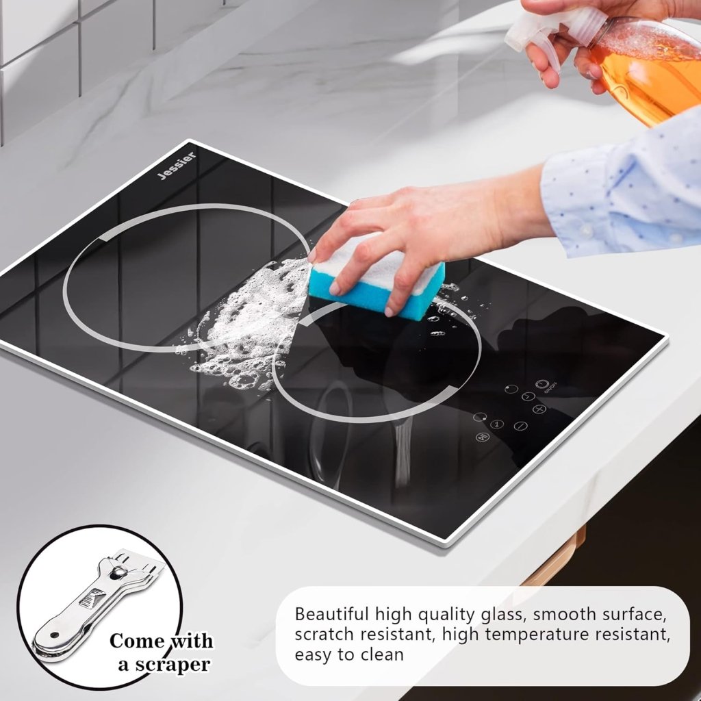 Electric Cooktop 30 Inch - 5 Burners Built - in Ceramic Cooktop, 30" Electric Stove Top with Glass Protection Metal Frame, 9 Heating Level, 8400W, 220 - 240V for Hard Wire(No Plug) - Wigtrends