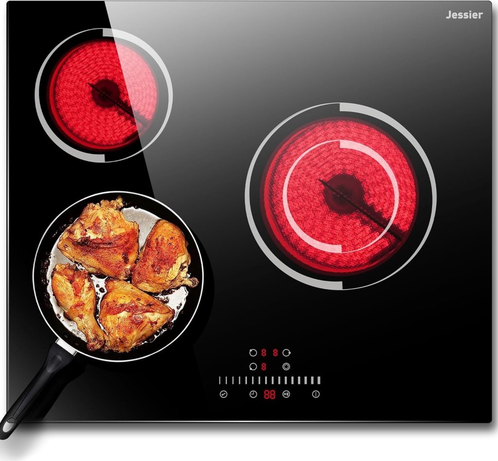Electric Cooktop 30 Inch - 5 Burners Built - in Ceramic Cooktop, 30" Electric Stove Top with Glass Protection Metal Frame, 9 Heating Level, 8400W, 220 - 240V for Hard Wire(No Plug) - Wigtrends