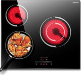 Electric Cooktop 30 Inch - 5 Burners Built - in Ceramic Cooktop, 30" Electric Stove Top with Glass Protection Metal Frame, 9 Heating Level, 8400W, 220 - 240V for Hard Wire(No Plug) - Wigtrends