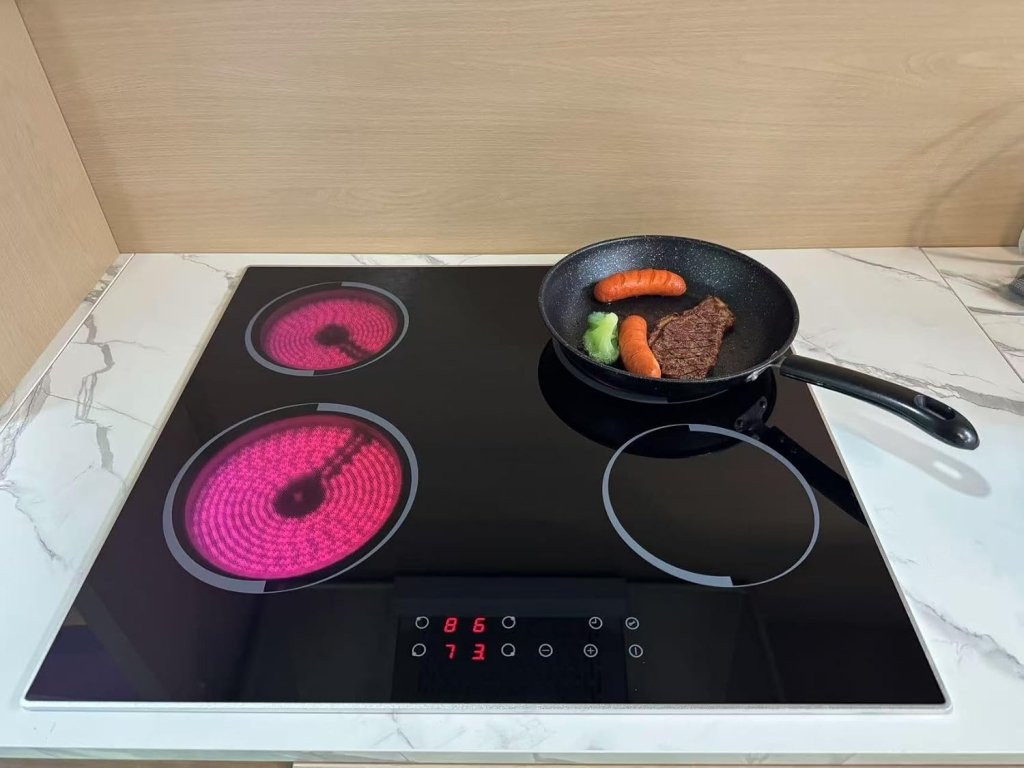 Electric Cooktop 30 Inch - 5 Burners Built - in Ceramic Cooktop, 30" Electric Stove Top with Glass Protection Metal Frame, 9 Heating Level, 8400W, 220 - 240V for Hard Wire(No Plug) - Wigtrends
