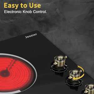 Electric Cooktop 30 Inch - 5 Burners Built - in Ceramic Cooktop, 30" Electric Stove Top with Glass Protection Metal Frame, 9 Heating Level, 8400W, 220 - 240V for Hard Wire(No Plug) - Wigtrends
