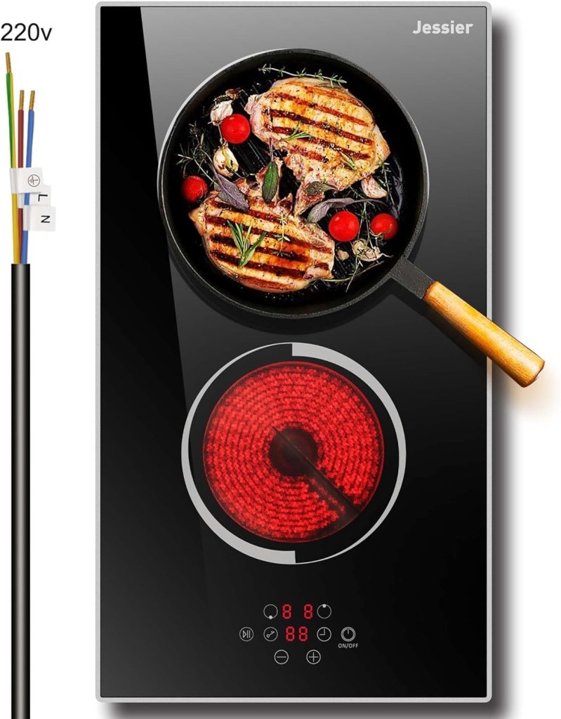 Electric Cooktop 30 Inch - 5 Burners Built - in Ceramic Cooktop, 30" Electric Stove Top with Glass Protection Metal Frame, 9 Heating Level, 8400W, 220 - 240V for Hard Wire(No Plug) - Wigtrends