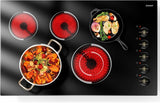 Electric Cooktop 30 Inch - 5 Burners Built - in Ceramic Cooktop, 30" Electric Stove Top with Glass Protection Metal Frame, 9 Heating Level, 8400W, 220 - 240V for Hard Wire(No Plug) - Wigtrends