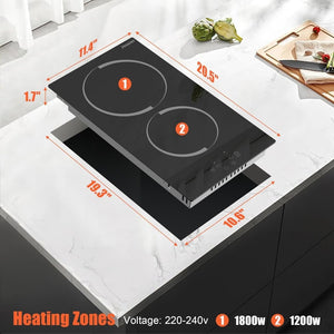 Electric Cooktop 30 Inch - 5 Burners Built - in Ceramic Cooktop, 30" Electric Stove Top with Glass Protection Metal Frame, 9 Heating Level, 8400W, 220 - 240V for Hard Wire(No Plug) - Wigtrends