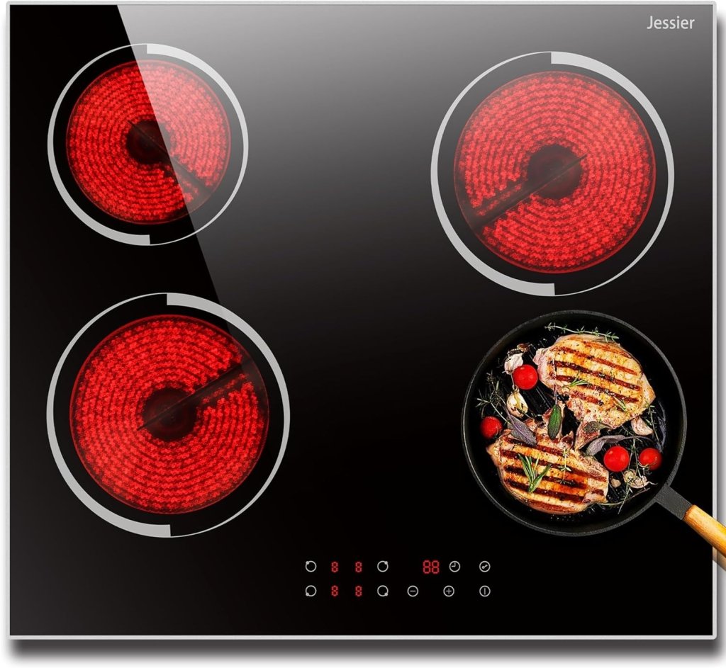 Electric Cooktop 30 Inch - 5 Burners Built - in Ceramic Cooktop, 30" Electric Stove Top with Glass Protection Metal Frame, 9 Heating Level, 8400W, 220 - 240V for Hard Wire(No Plug) - Wigtrends