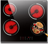 Electric Cooktop 30 Inch - 5 Burners Built - in Ceramic Cooktop, 30" Electric Stove Top with Glass Protection Metal Frame, 9 Heating Level, 8400W, 220 - 240V for Hard Wire(No Plug) - Wigtrends