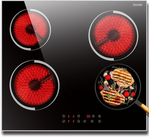 Electric Cooktop 30 Inch - 5 Burners Built - in Ceramic Cooktop, 30" Electric Stove Top with Glass Protection Metal Frame, 9 Heating Level, 8400W, 220 - 240V for Hard Wire(No Plug) - Wigtrends