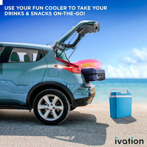 Electric Cooler & Warmer with Handle | 24 L Portable Thermoelectric Fridge for Vehicles & Trucks| 110V AC Home Power Cord & 12V Car Adapter for Camping - Wigtrends