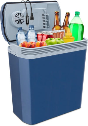 Electric Cooler & Warmer with Handle | 24 L Portable Thermoelectric Fridge for Vehicles & Trucks| 110V AC Home Power Cord & 12V Car Adapter for Camping - Wigtrends