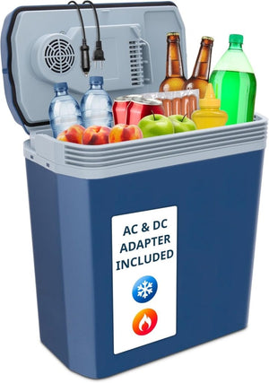 Electric Cooler & Warmer with Handle | 24 L Portable Thermoelectric Fridge for Vehicles & Trucks| 110V AC Home Power Cord & 12V Car Adapter for Camping - Wigtrends