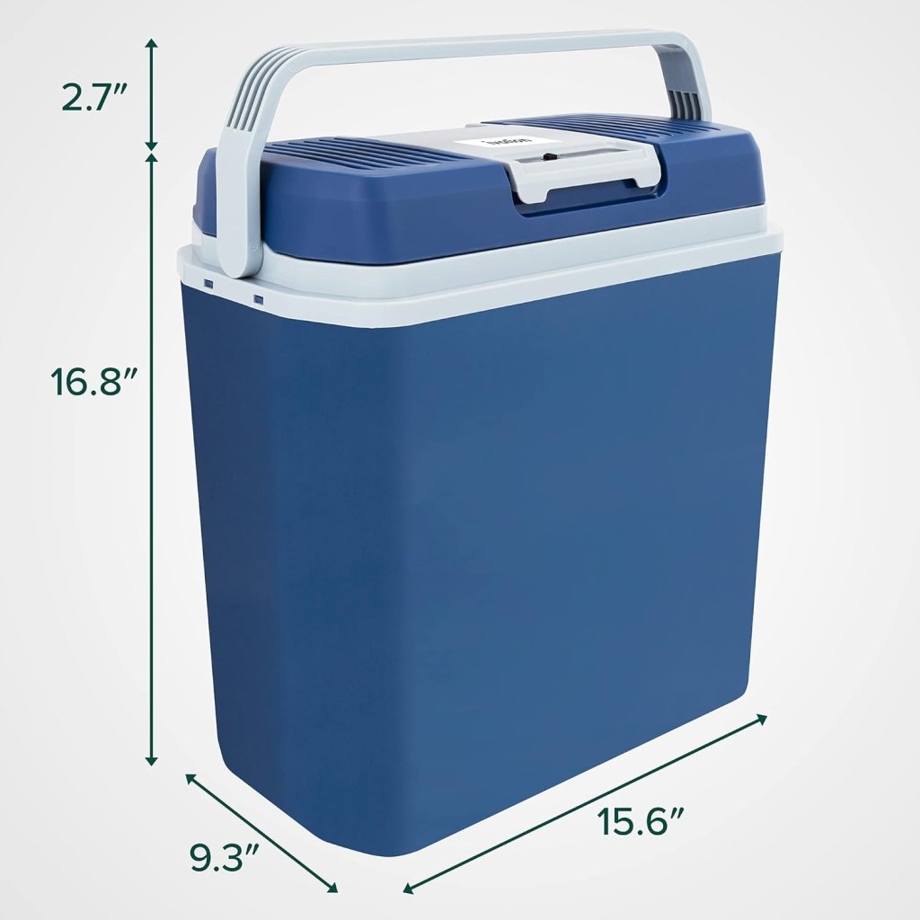 Electric Cooler & Warmer with Handle | 24 L Portable Thermoelectric Fridge for Vehicles & Trucks| 110V AC Home Power Cord & 12V Car Adapter for Camping - Wigtrends