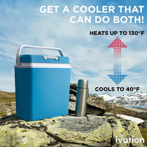 Electric Cooler & Warmer with Handle | 24 L Portable Thermoelectric Fridge for Vehicles & Trucks| 110V AC Home Power Cord & 12V Car Adapter for Camping - Wigtrends