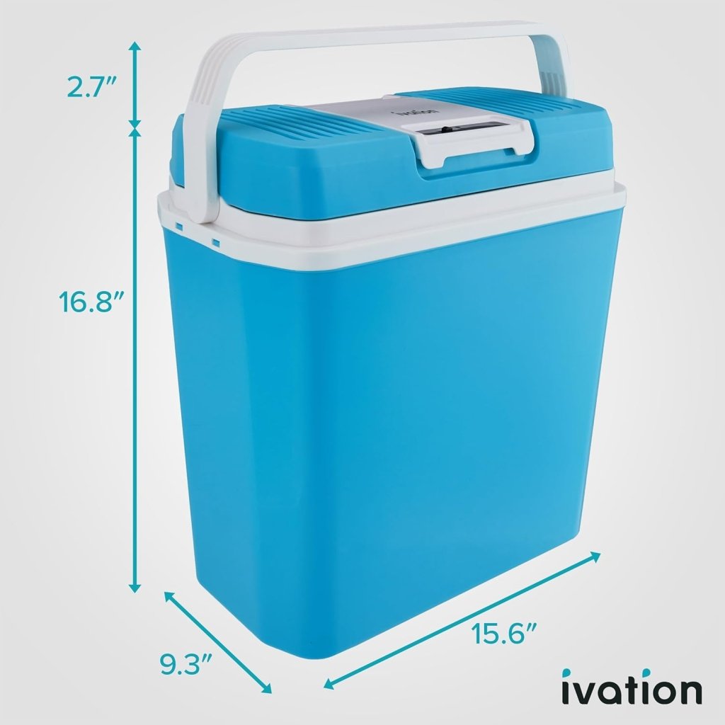 Electric Cooler & Warmer with Handle | 24 L Portable Thermoelectric Fridge for Vehicles & Trucks| 110V AC Home Power Cord & 12V Car Adapter for Camping - Wigtrends