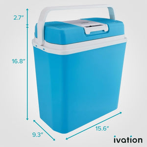 Electric Cooler & Warmer with Handle | 24 L Portable Thermoelectric Fridge for Vehicles & Trucks| 110V AC Home Power Cord & 12V Car Adapter for Camping - Wigtrends