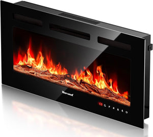 Electric Fireplace 60Inch,Wall Mounted Electric Fireplace Heater with Timer Inserts，TV Stand Touch Screen and Realistic Flame,Log Set,Crystal Flames 750 to 1500W，Remote for Living Room - Wigtrends