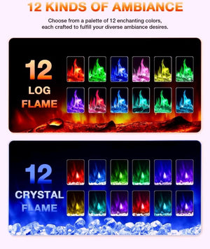 Electric Fireplace 60Inch,Wall Mounted Electric Fireplace Heater with Timer Inserts，TV Stand Touch Screen and Realistic Flame,Log Set,Crystal Flames 750 to 1500W，Remote for Living Room - Wigtrends