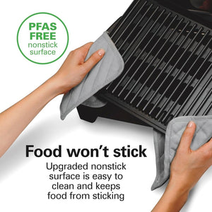 Electric Indoor Searing Grill with Viewing Window & Adjustable Temperature Control to 450F, 118 sq. in. Surface Serves 6, PFAS - Free Removable Nonstick Grate, Stainless Steel - Wigtrends