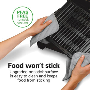 Electric Indoor Searing Grill with Viewing Window & Adjustable Temperature Control to 450F, 118 sq. in. Surface Serves 6, PFAS - Free Removable Nonstick Grate, Stainless Steel - Wigtrends
