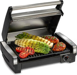 Electric Indoor Searing Grill with Viewing Window & Adjustable Temperature Control to 450F, 118 sq. in. Surface Serves 6, PFAS - Free Removable Nonstick Grate, Stainless Steel - Wigtrends