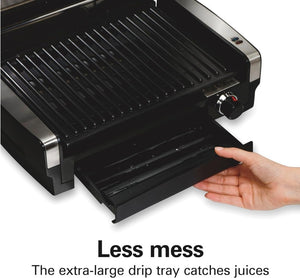 Electric Indoor Searing Grill with Viewing Window & Adjustable Temperature Control to 450F, 118 sq. in. Surface Serves 6, PFAS - Free Removable Nonstick Grate, Stainless Steel - Wigtrends