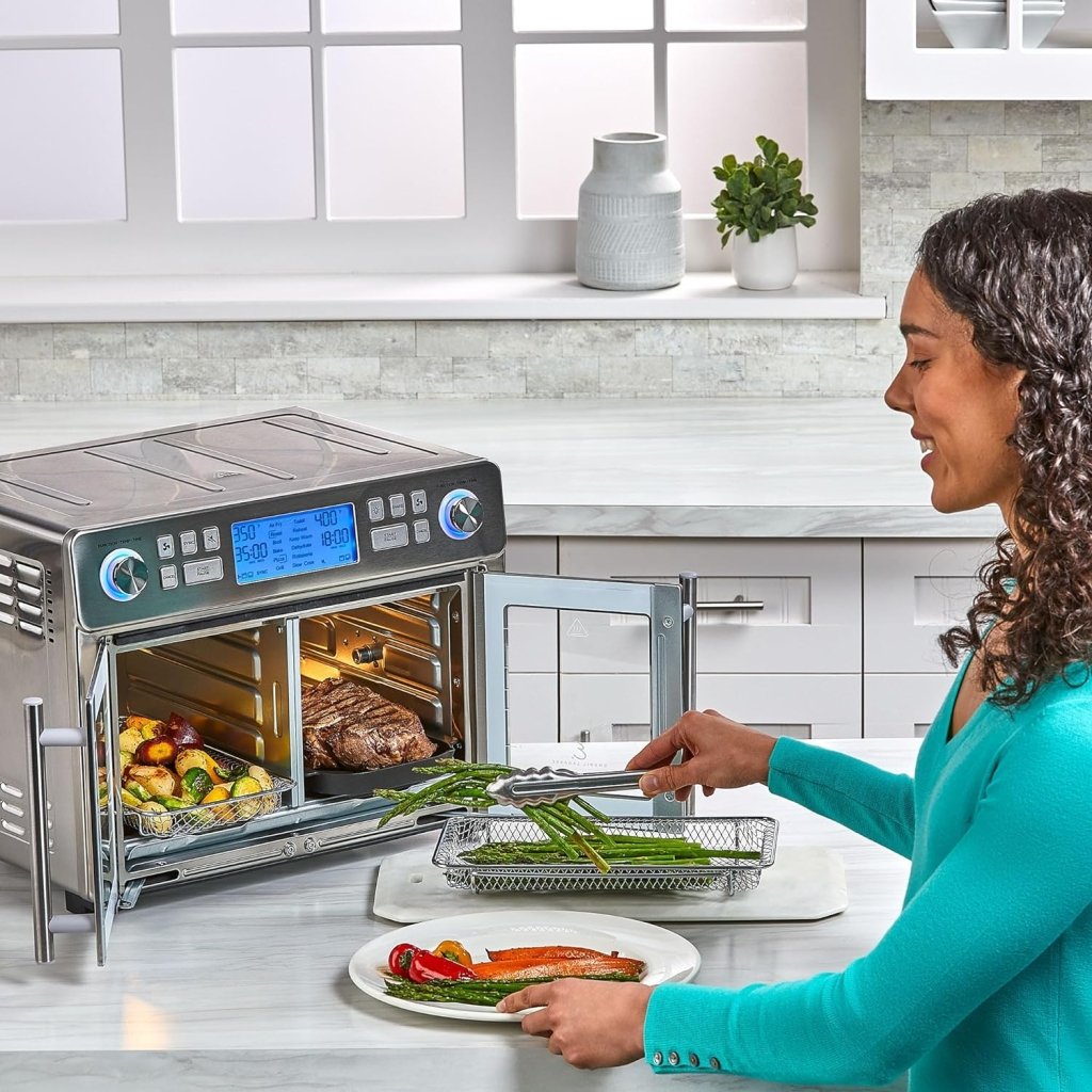 Emeril Lagasse Dual Zone 360 Air Fryer Oven Combo with French Door, 25 QT Extra Large, Cook Two Foods in Different Ways, Up to 60% Faster from Frozen to Finish - Wigtrends