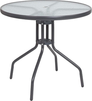 EMMA + OLIVER 6 Piece Brown Patio Garden Set with Umbrella Table and Set of 4 Folding Chairs - Wigtrends