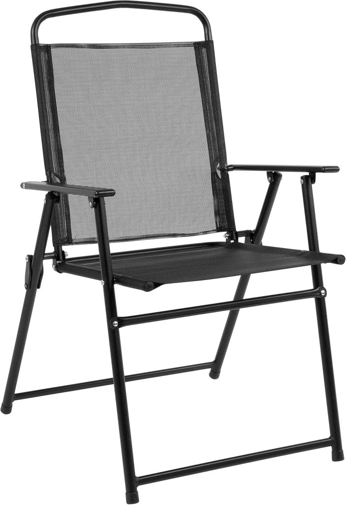 EMMA + OLIVER 6 Piece Brown Patio Garden Set with Umbrella Table and Set of 4 Folding Chairs - Wigtrends