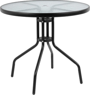 EMMA + OLIVER 6 Piece Brown Patio Garden Set with Umbrella Table and Set of 4 Folding Chairs - Wigtrends