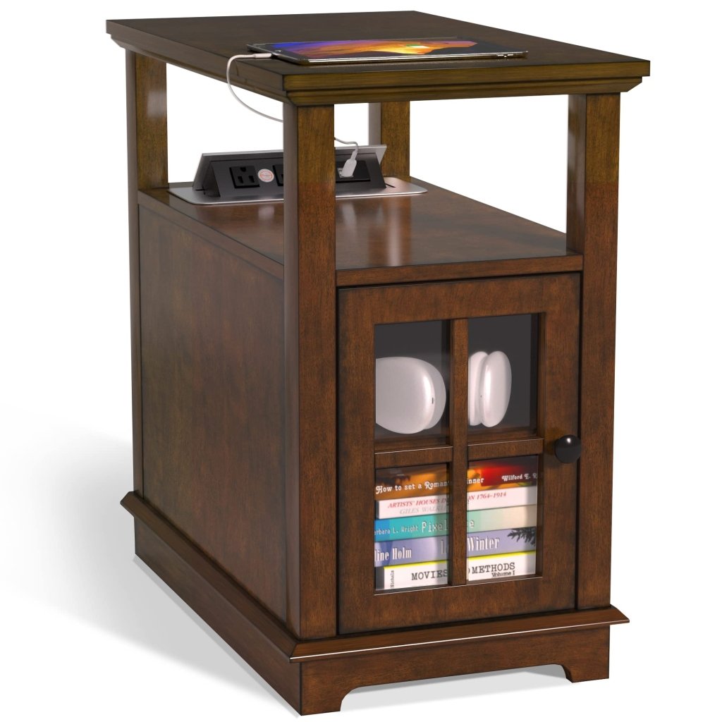 End Table with Hidden Charging Station, Side Table with Storage - Wigtrends