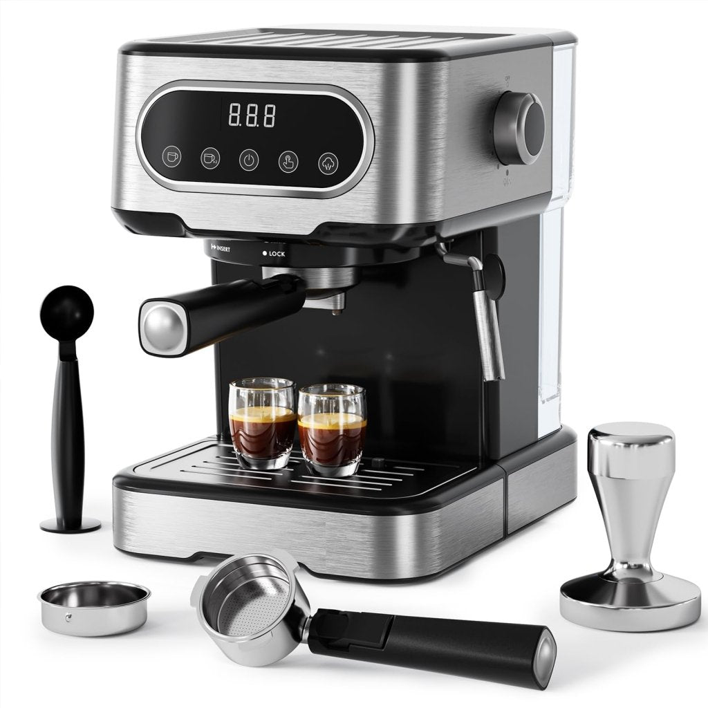 Espresso Machine, Espresso Coffee Maker with Milk Frother Steam Wand, Espresso Coffee Machine with Digital Touch Panel for Cappuccino Latte - Wigtrends