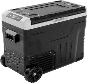 EUHOMY 12 Volt Refrigerator, 53QT(50L) Electric Cooler, Portable Freezer 12V/24V DC 110 - 240V AC, 12V Fridge - 4℉~68℉, 12V Cooler with Wheels & 2 Baskets for Travel, Truck, Boat, Camping - Wigtrends