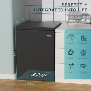 EUHOMY 3.5 Cu.Ft Chest Freezer with Removable Basket, Small Deep Freezer Adjustable 7 Thermostat, Quiet Mini Freezer Free - Standing Top Door, Energy Saving for Apartment/Garage/Basement/Dorm/Home,Black - Wigtrends