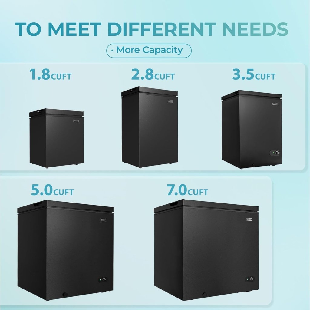 EUHOMY 3.5 Cu.Ft Chest Freezer with Removable Basket, Small Deep Freezer Adjustable 7 Thermostat, Quiet Mini Freezer Free - Standing Top Door, Energy Saving for Apartment/Garage/Basement/Dorm/Home,Black - Wigtrends
