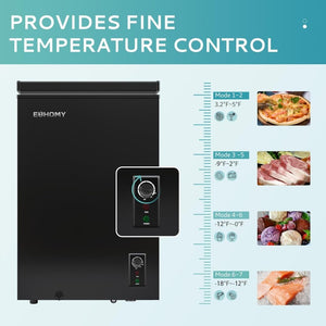 EUHOMY 3.5 Cu.Ft Chest Freezer with Removable Basket, Small Deep Freezer Adjustable 7 Thermostat, Quiet Mini Freezer Free - Standing Top Door, Energy Saving for Apartment/Garage/Basement/Dorm/Home,Black - Wigtrends