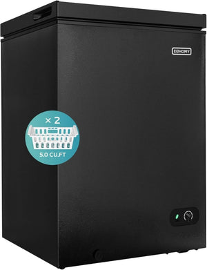EUHOMY 3.5 Cu.Ft Chest Freezer with Removable Basket, Small Deep Freezer Adjustable 7 Thermostat, Quiet Mini Freezer Free - Standing Top Door, Energy Saving for Apartment/Garage/Basement/Dorm/Home,Black - Wigtrends