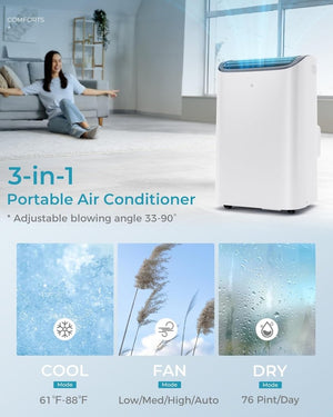 EUHOMY 8,000 BTU Portable Air Conditioners, 4 - in - 1 Portable AC Unit Up to 350 Sq.Ft, 4 Modes Quiet Air Conditioner with Remote Control, Cool, Fan, Dehumidifier, 24H Timer, Bedroom, Office, Apartments - Wigtrends