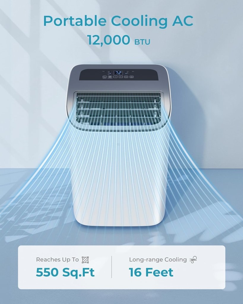 EUHOMY 8,000 BTU Portable Air Conditioners, 4 - in - 1 Portable AC Unit Up to 350 Sq.Ft, 4 Modes Quiet Air Conditioner with Remote Control, Cool, Fan, Dehumidifier, 24H Timer, Bedroom, Office, Apartments - Wigtrends