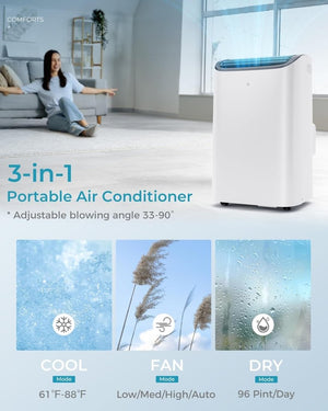 EUHOMY 8,000 BTU Portable Air Conditioners, 4 - in - 1 Portable AC Unit Up to 350 Sq.Ft, 4 Modes Quiet Air Conditioner with Remote Control, Cool, Fan, Dehumidifier, 24H Timer, Bedroom, Office, Apartments - Wigtrends
