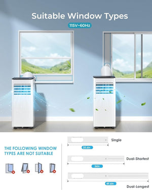 EUHOMY 8,000 BTU Portable Air Conditioners, 4 - in - 1 Portable AC Unit Up to 350 Sq.Ft, 4 Modes Quiet Air Conditioner with Remote Control, Cool, Fan, Dehumidifier, 24H Timer, Bedroom, Office, Apartments - Wigtrends