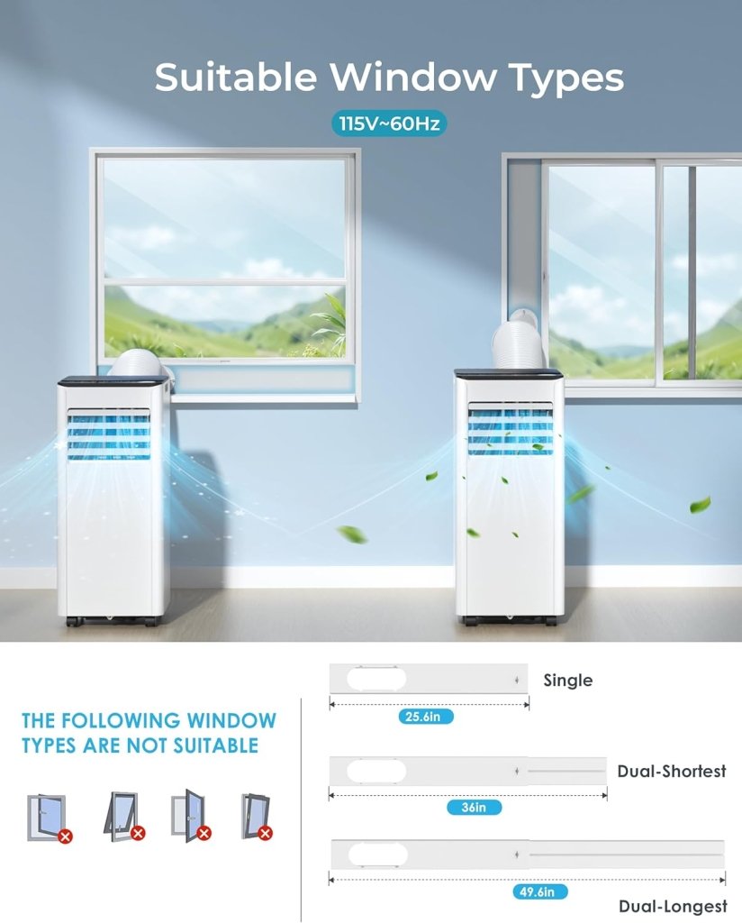 EUHOMY 8,000 BTU Portable Air Conditioners, 4 - in - 1 Portable AC Unit Up to 350 Sq.Ft, 4 Modes Quiet Air Conditioner with Remote Control, Cool, Fan, Dehumidifier, 24H Timer, Bedroom, Office, Apartments - Wigtrends