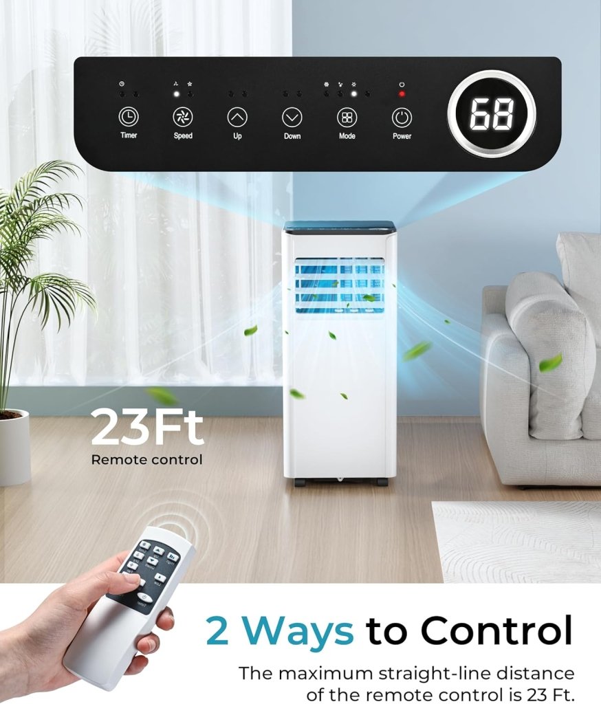 EUHOMY 8,000 BTU Portable Air Conditioners, 4 - in - 1 Portable AC Unit Up to 350 Sq.Ft, 4 Modes Quiet Air Conditioner with Remote Control, Cool, Fan, Dehumidifier, 24H Timer, Bedroom, Office, Apartments - Wigtrends