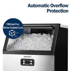 EUHOMY Commercial Ice Maker Machine, 100lbs/24H Stainless Steel Under Counter ice Machine with 33lbs Ice Storage Capacity, Freestanding Ice Maker. - Wigtrends
