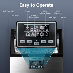 EUHOMY Commercial Ice Maker Machine, 100lbs/24H Stainless Steel Under Counter ice Machine with 33lbs Ice Storage Capacity, Freestanding Ice Maker. - Wigtrends
