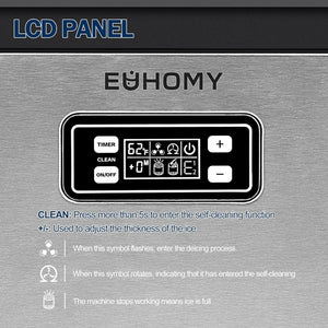 EUHOMY Commercial Ice Maker Machine, 100lbs/24H Stainless Steel Under Counter ice Machine with 33lbs Ice Storage Capacity, Freestanding Ice Maker. - Wigtrends