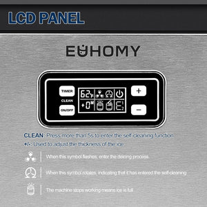 EUHOMY Commercial Ice Maker Machine, 100lbs/24H Stainless Steel Under Counter ice Machine with 33lbs Ice Storage Capacity, Freestanding Ice Maker. - Wigtrends
